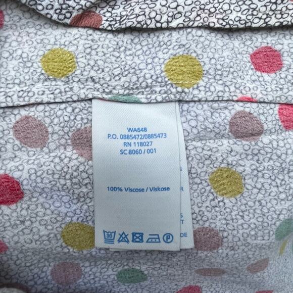 Boden Polka Dot Pleated Long Sleeve Blouse Crewneck Back Button Women's 6 - Picture 5 of 8